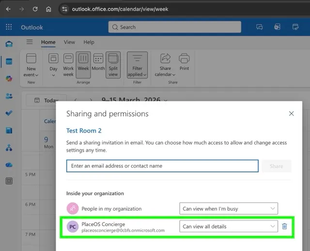 Room Calendar Permissions