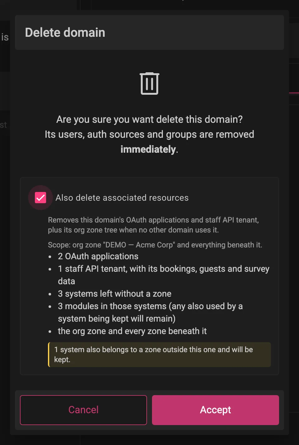 Delete Domain with associated resources